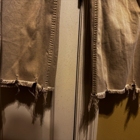 Risen Jeans High Rise Distressed Straight Leg Sand Khaki Color Sz 11 Waist 30 - Picture 5 of 16